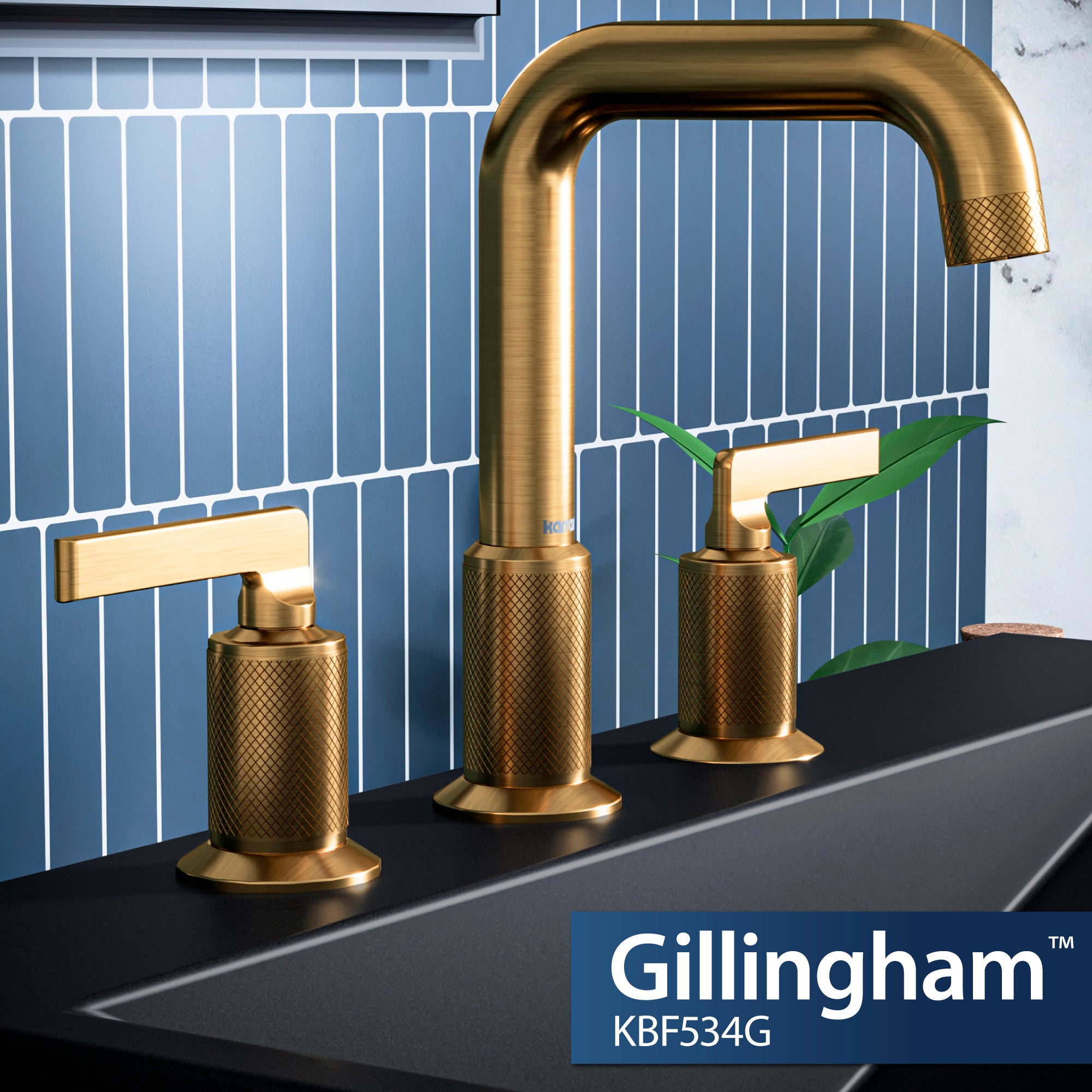 Karran Gillingham 1.2 GPM Double Lever Handle Lead-free Brass ADA Bathroom Faucet, Widespread, Gold, KBF534G