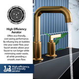 Karran Gillingham 1.2 GPM Double Lever Handle Lead-free Brass ADA Bathroom Faucet, Widespread, Gold, KBF534G