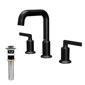 Alternate Image for Karran Gillingham 1.2 GPM Double Lever Handle Lead-free Brass ADA Bathroom Faucet, Widespread, Matte Black, KBF534MB
