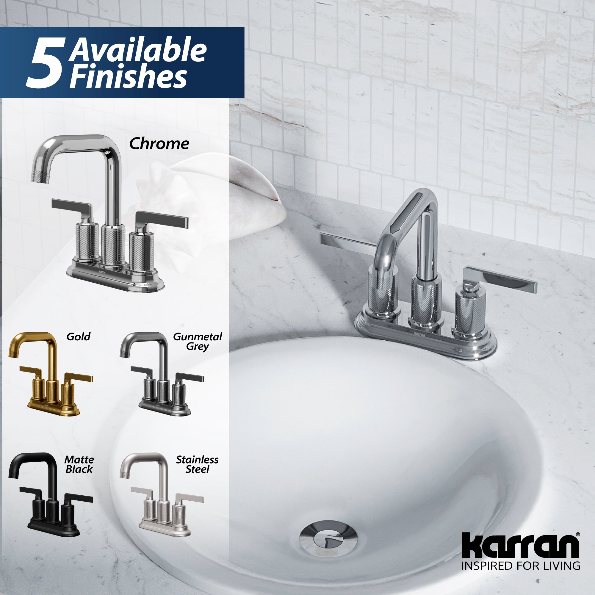 Karran Gillingham 1.2 GPM Double Lever Handle Lead-free Brass ADA Bathroom Faucet, Centerset, Chrome, KBF536C