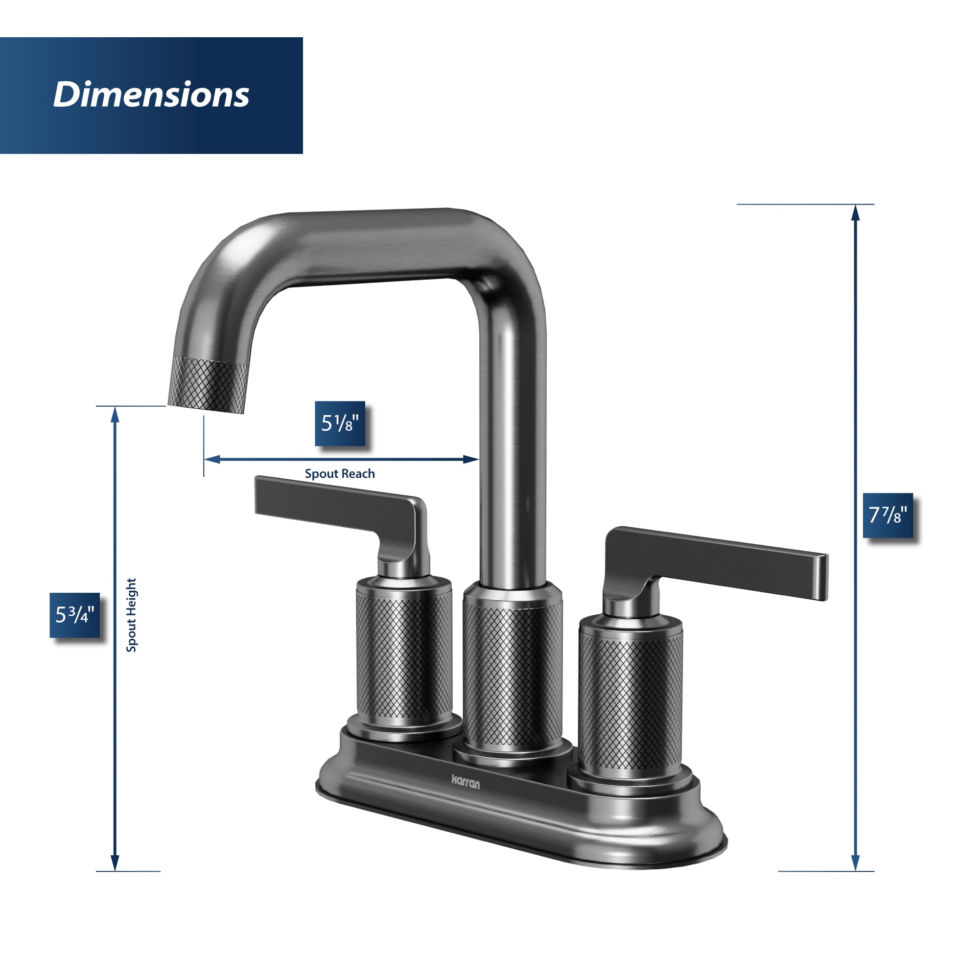 Karran Gillingham 1.2 GPM Double Lever Handle Lead-free Brass ADA Bathroom Faucet, Centerset, Gunmetal Grey, KBF536GG