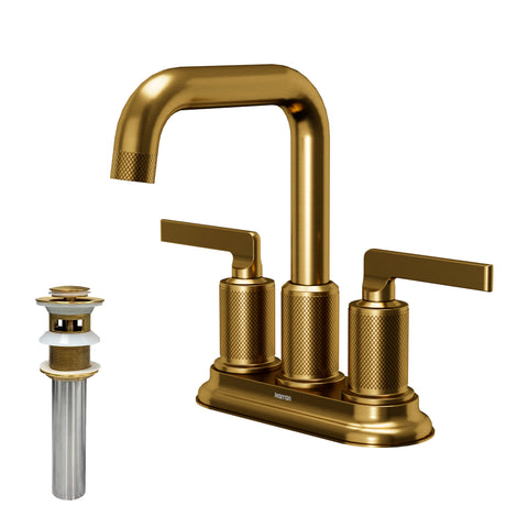 Karran Gillingham 1.2 GPM Double Lever Handle Lead-free Brass ADA Bathroom Faucet, Centerset, Gold, KBF536G