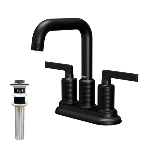 Karran Gillingham 1.2 GPM Double Lever Handle Lead-free Brass ADA Bathroom Faucet, Centerset, Matte Black, KBF536MB