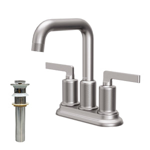 Alternate Image for Karran Gillingham 1.2 GPM Double Lever Handle Lead-free Brass ADA Bathroom Faucet, Centerset, Stainless Steel, KBF536SS