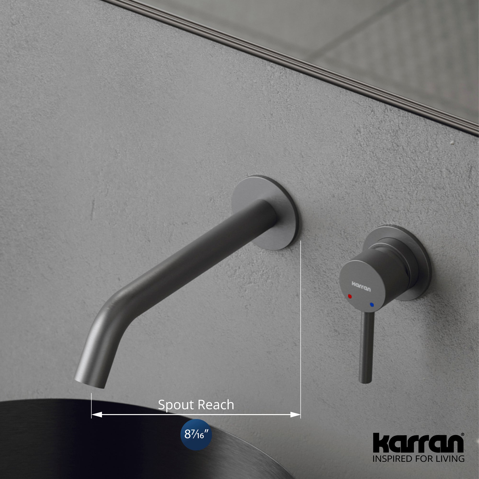 Karran Grantham 1.5 GPM Single Lever Handle Lead-free Brass ADA Bathroom Faucet, Wall Mounted, Gunmetal Grey, KBF610GG