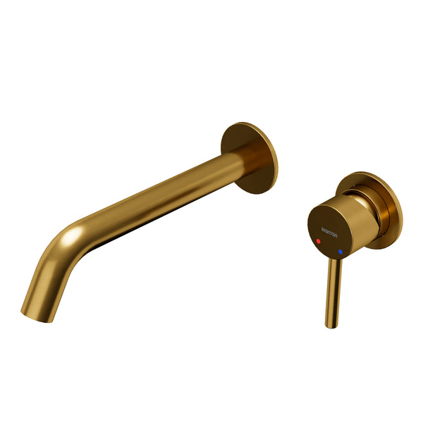 Karran Grantham 1.5 GPM Single Lever Handle Lead-free Brass ADA Bathroom Faucet, Wall Mounted, Gold, KBF610G