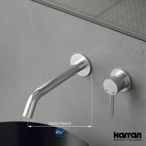 Karran Grantham 1.5 GPM Single Lever Handle Lead-free Brass ADA Bathroom Faucet, Wall Mounted, Stainless Steel, KBF610SS