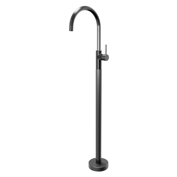 Karran Howick 1.5 GPM Single Lever Handle Lead-free Brass Bathroom Faucet, Freestanding Floor Mounted, Gunmetal Grey, KBF650GG