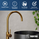 Karran Howick 1.5 GPM Single Lever Handle Lead-free Brass Bathroom Faucet, Freestanding Floor Mounted, Gold, KBF650G