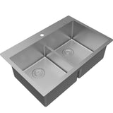 Karran Fusion 33" Drop In/Topmount Stainless Steel Kitchen Sink with Accessories, 50/50 Double Bowl, 16 Gauge, TMDB3321-PK1