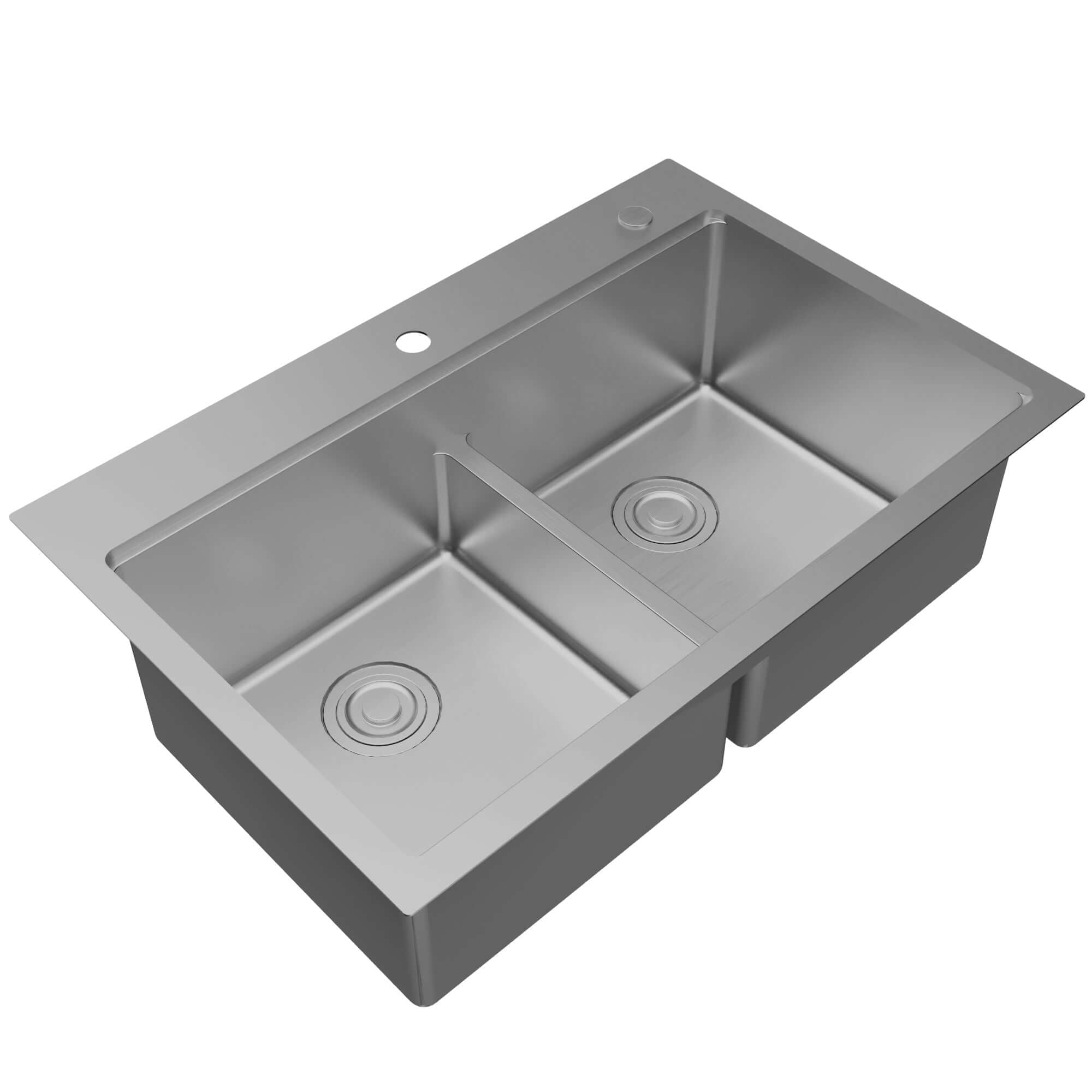 Karran Fusion 33" Drop In/Topmount Stainless Steel Workstation Kitchen Sink with Accessories, 50/50 Double Bowl, 16 Gauge, WSTMDB3323-PK1