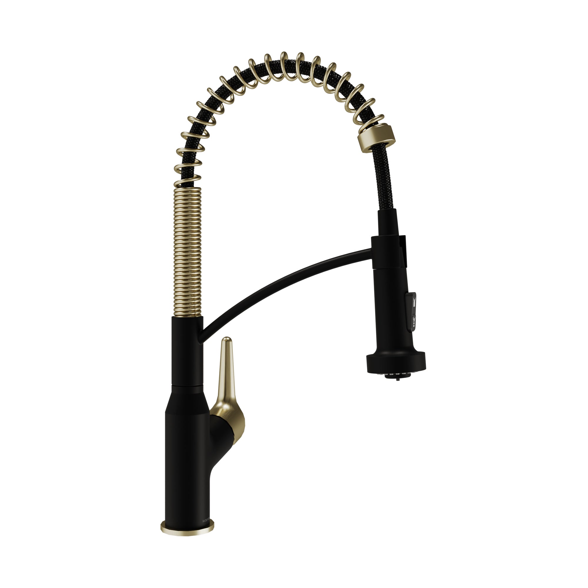 Karran Scottsdale 1.8 GPM Single Lever Handle Lead-free Brass ADA Kitchen Faucet, Pull-Down, Matte Black & Spot-Free Brushed Gold, KKF210MBSFBG