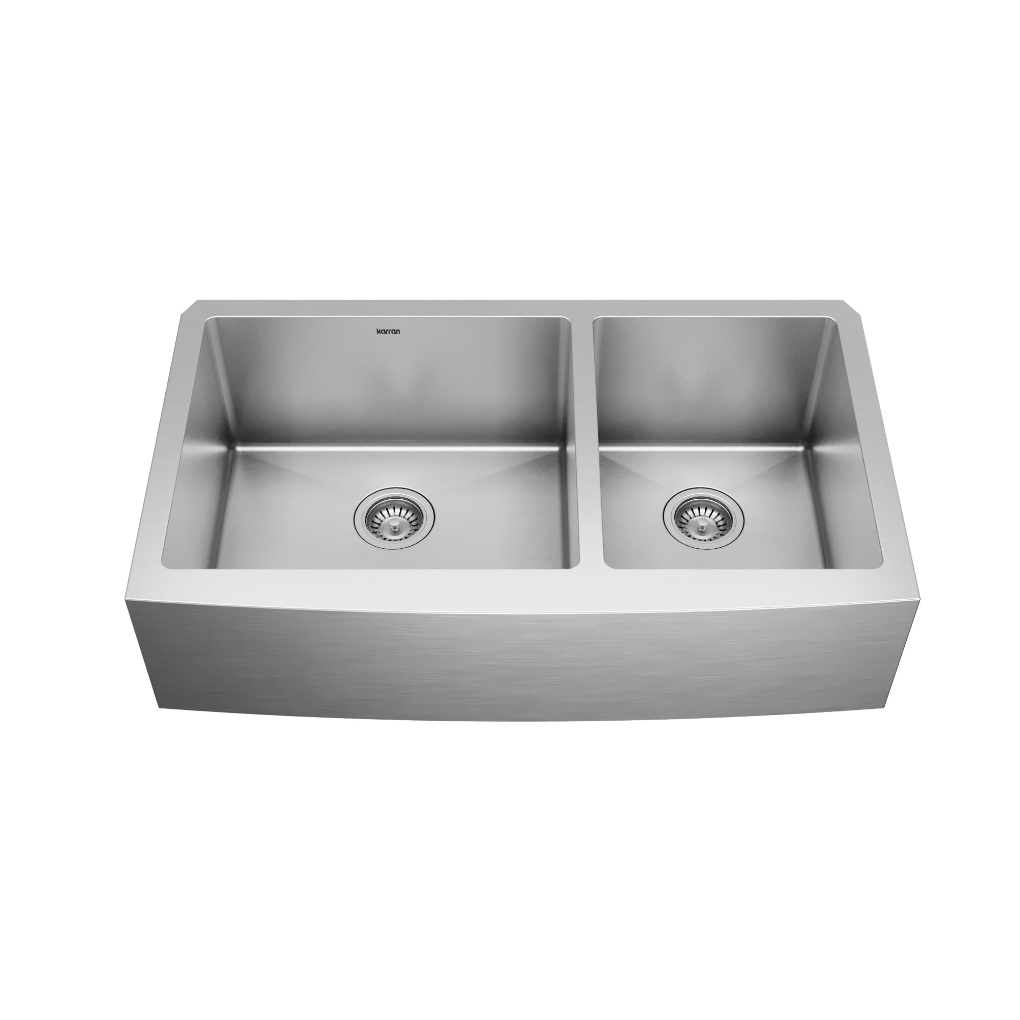 Alternative View of Karran 36" Stainless Steel Farmhouse Sink with Accessories, 60/40 Double Bowl, 16 Gauge, EL-87-PK1
