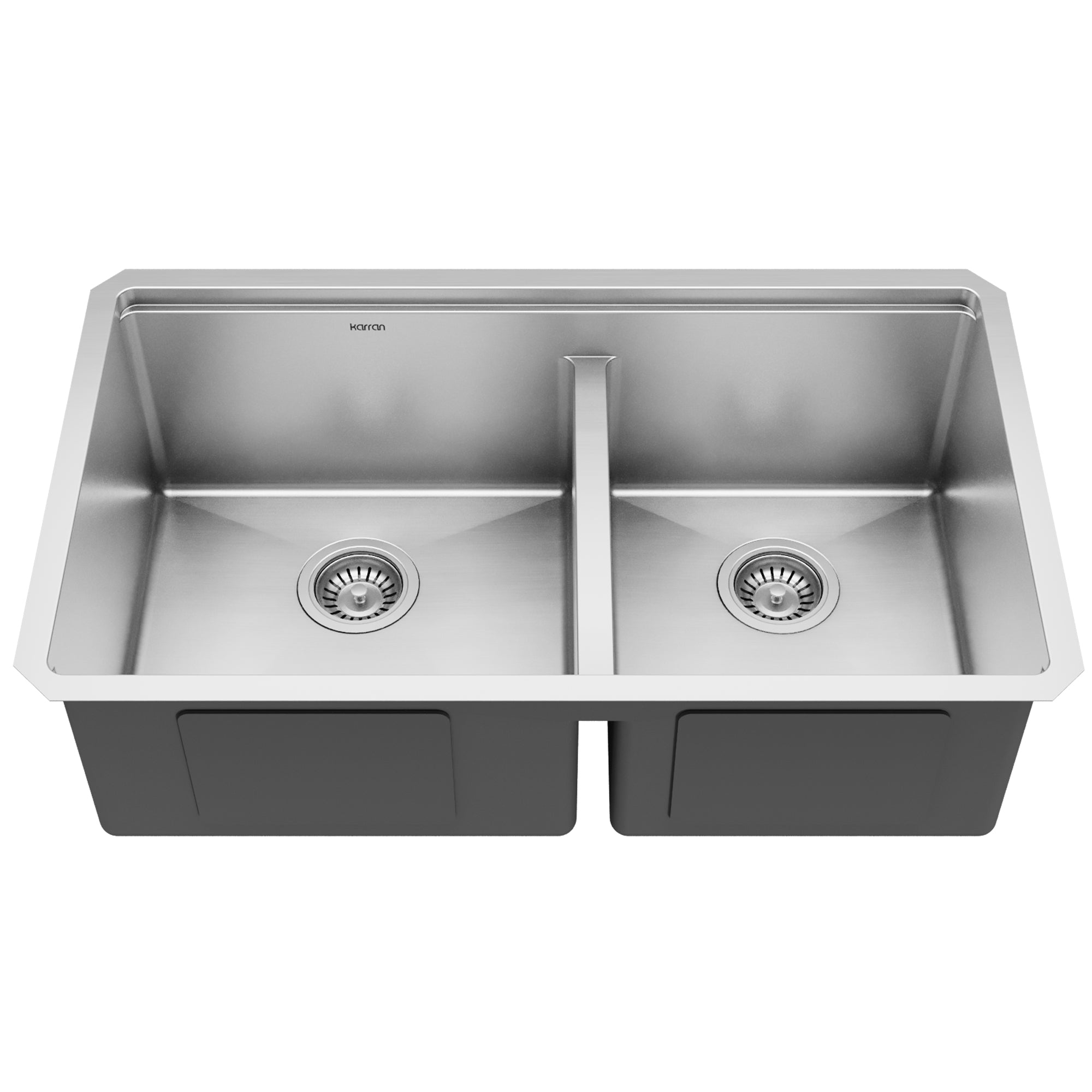 Karran elite workstation 32 stainless steel kitchen sink with faucet 60/40 double bowl product image