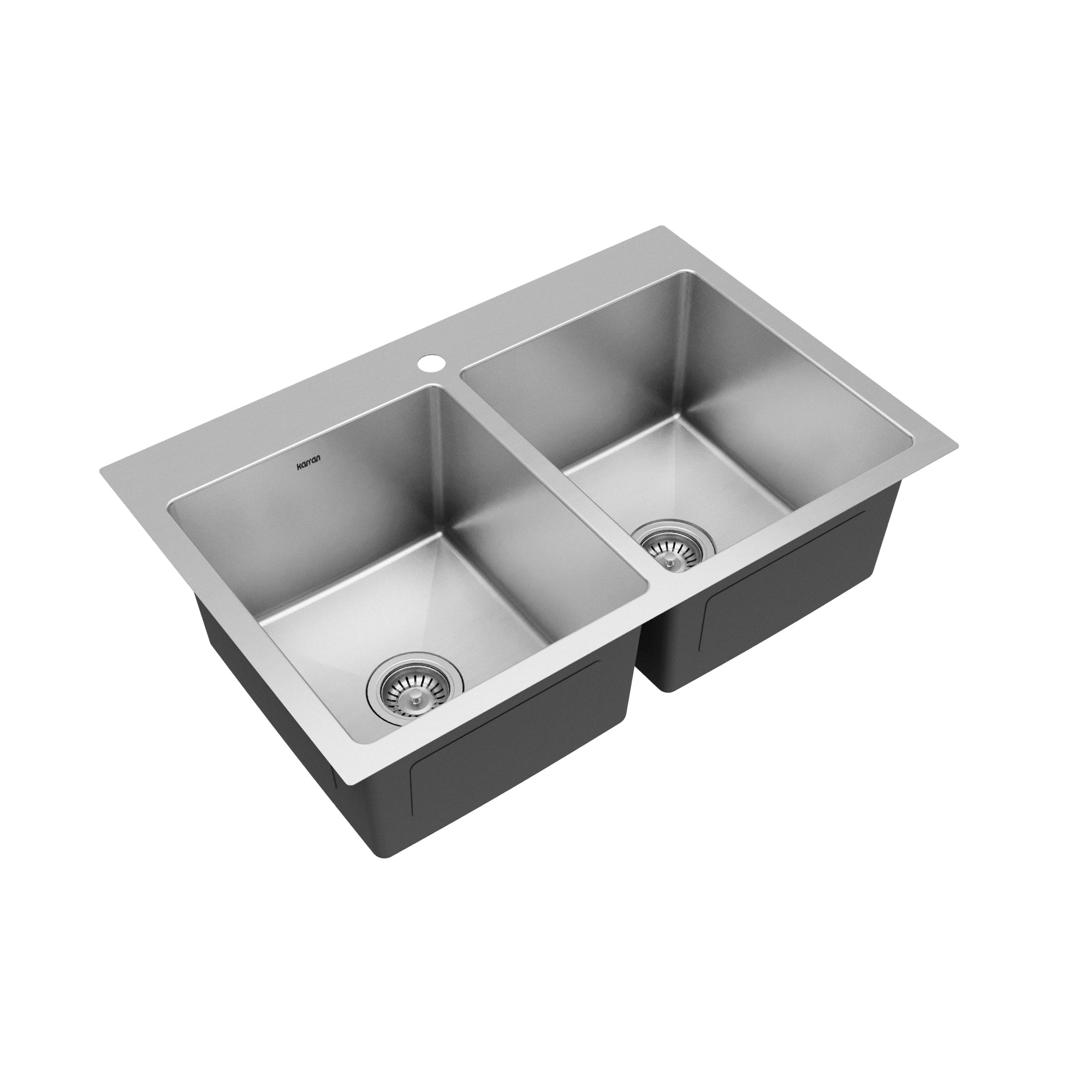 Alternative View of Karran 33" Drop In/Topmount Stainless Steel Kitchen Sink, 50/50 Double Bowl, 16 Gauge, EL-35-PK1