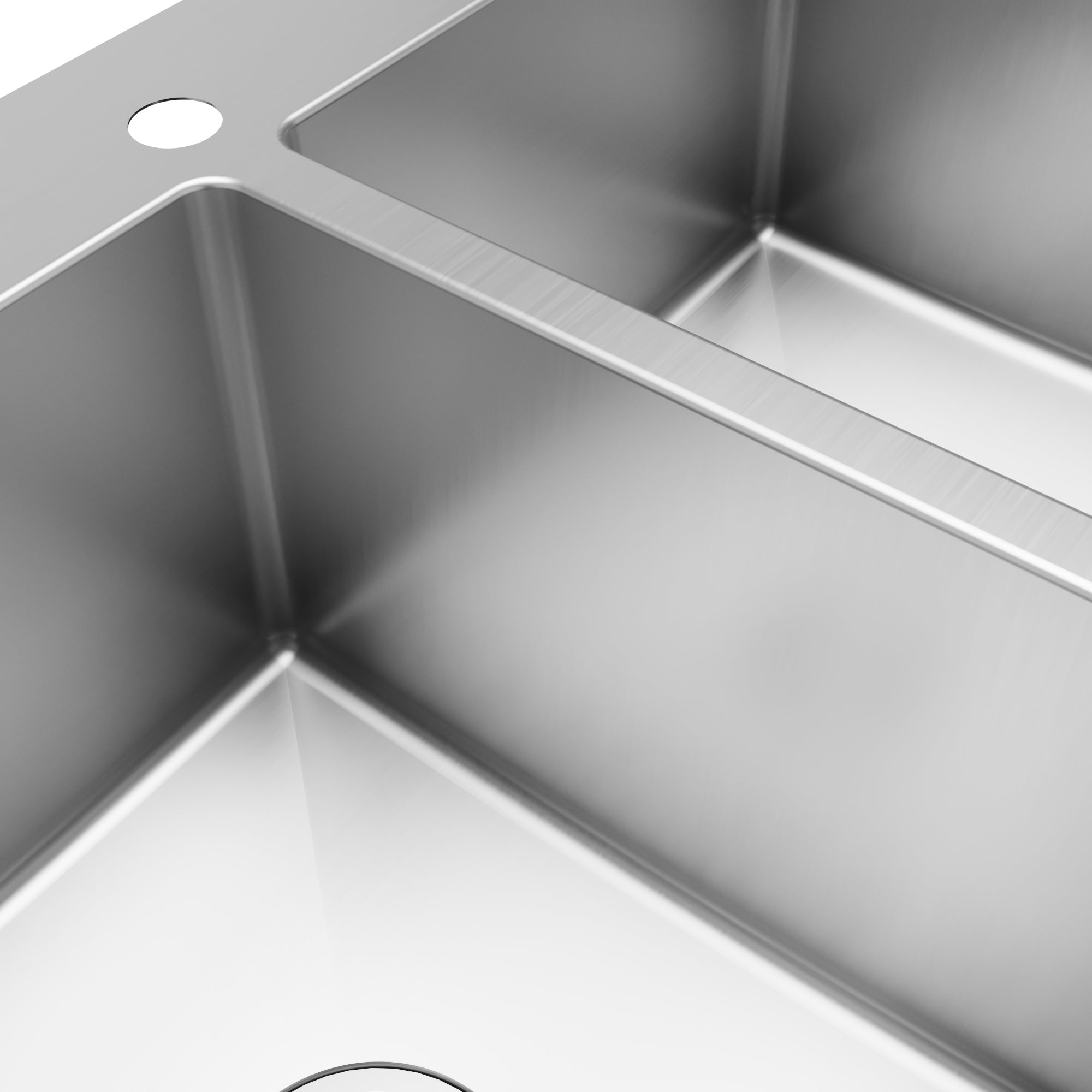 Alternative View of Karran 33" Drop In/Topmount Stainless Steel Kitchen Sink, 50/50 Double Bowl, 16 Gauge, EL-35-PK1