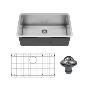 Main Image of Karran 30" Undermount Stainless Steel Kitchen Sink, 16 Gauge, EL-75-PK1