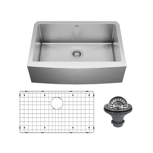 Main Image of Karran 30" Stainless Steel Farmhouse Sink, 16 Gauge, EL-82-PK1