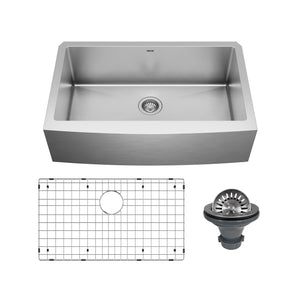 Main Image of Karran 33" Stainless Steel Farmhouse Sink, 16 Gauge, EL-84-PK1