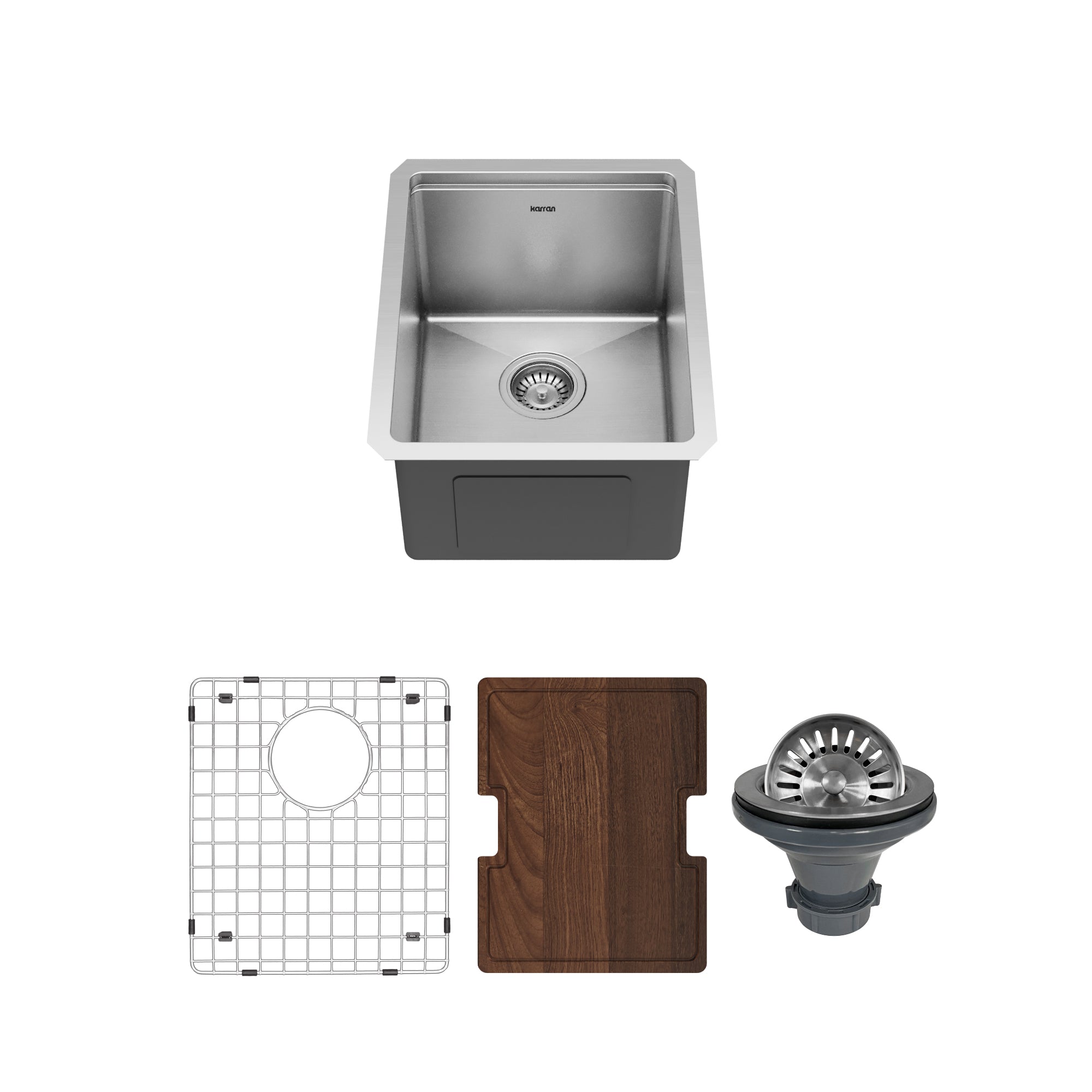 Main Image of Karran Elite Workstation 15" Undermount Stainless Steel Workstation Kitchen Sink with Accessories, 16 Gauge, WS-31-PK1