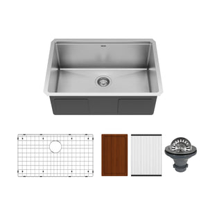 Main Image of Karran Elite Workstation 27" Undermount Stainless Steel Workstation Kitchen Sink with Accessories, 16 Gauge, WS-34-PK1