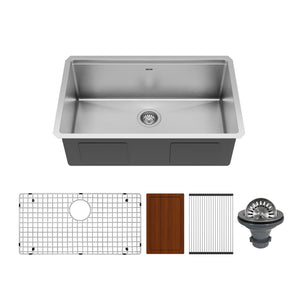Main Image of Karran Elite Workstation 30" Undermount Stainless Steel Workstation Kitchen Sink with Accessories, 16 Gauge, WS-35-PK1