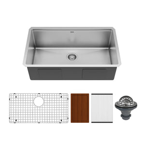 Main Image of Karran Elite Workstation 32" Undermount Stainless Steel Workstation Kitchen Sink with Accessories, 16 Gauge, WS-37-PK1