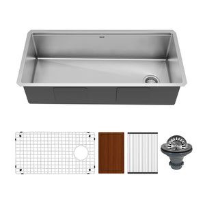 Main Image of Karran Elite Workstation 39" Undermount Stainless Steel Workstation Kitchen Sink with Accessories, 16 Gauge, WS-39-PK1