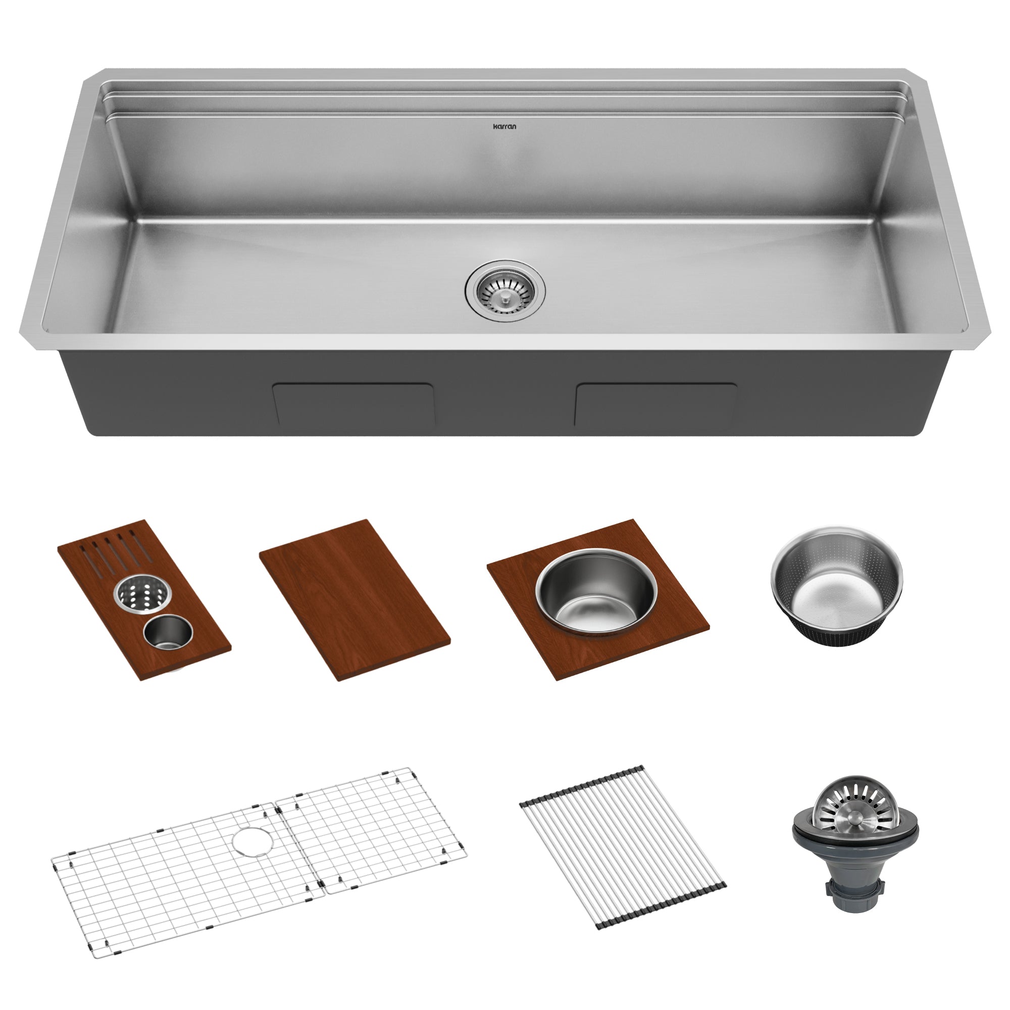 Main Image of Karran Elite Workstation 45" Undermount Stainless Steel Workstation Kitchen Sink with Accessories, 16 Gauge, WS-90-PK1