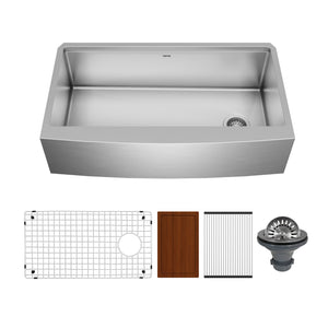 Main Image of Karran Elite Workstation 36" Stainless Steel Workstation Farmhouse Sink with Accessories, 16 Gauge, WSA-46-PK1