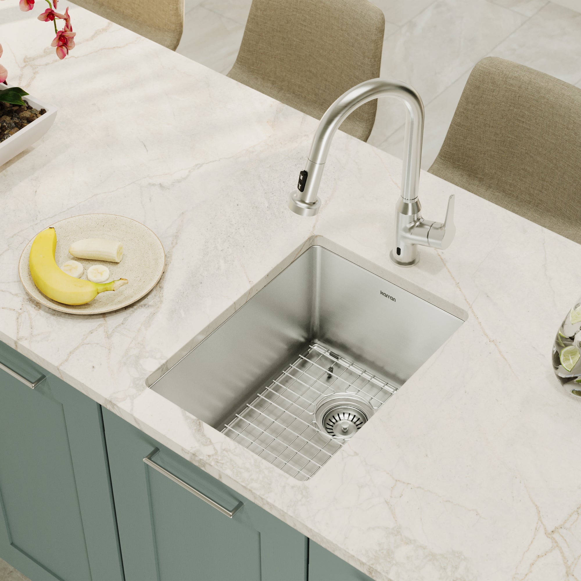 Alternative View of Karran Elite 15" Rectangular Stainless Steel Bar/Prep Sink with Accessories, 16 Gauge, EL-71-PK1