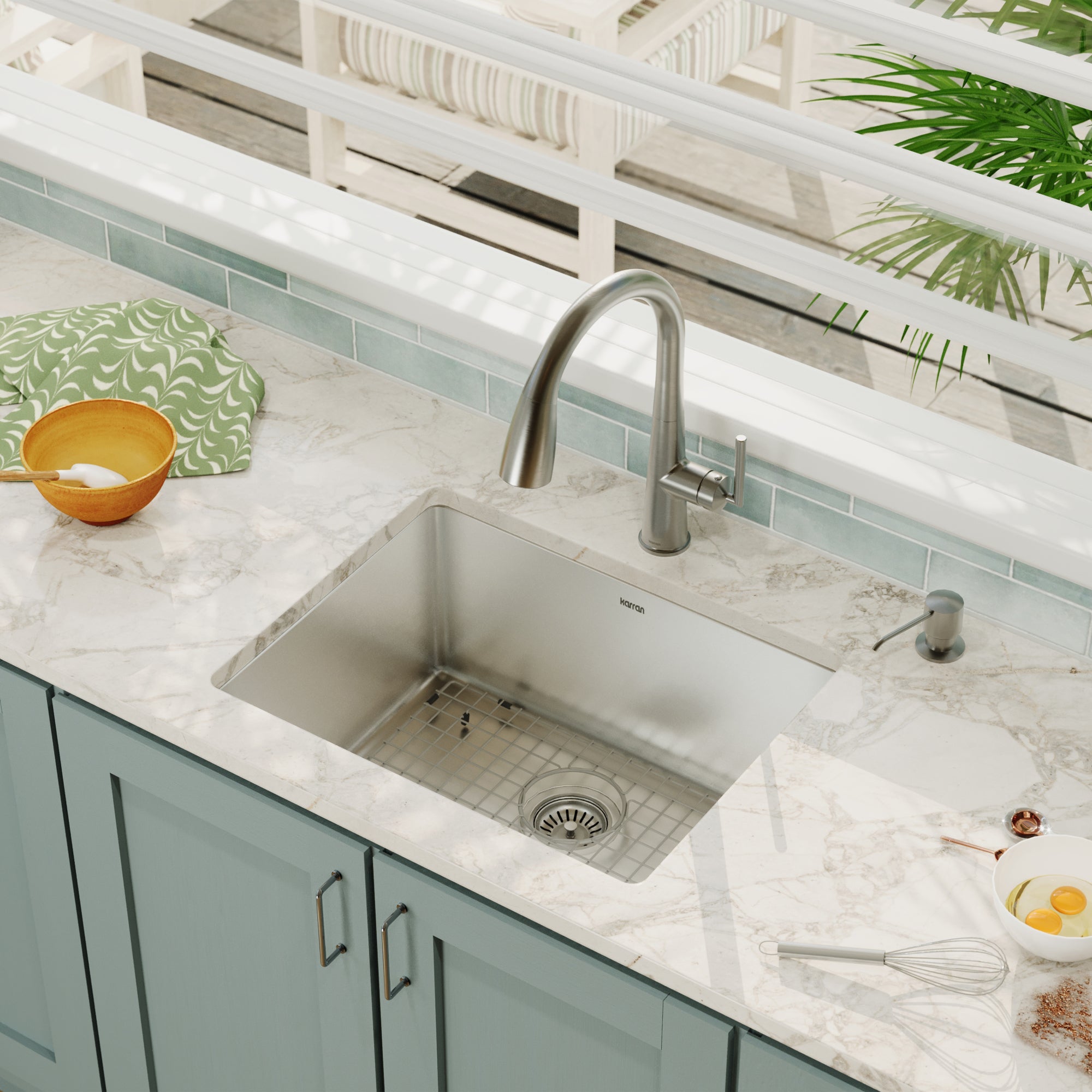 Alternative View of Karran 23" Undermount Stainless Steel Kitchen Sink, 16 Gauge, EL-73-PK1