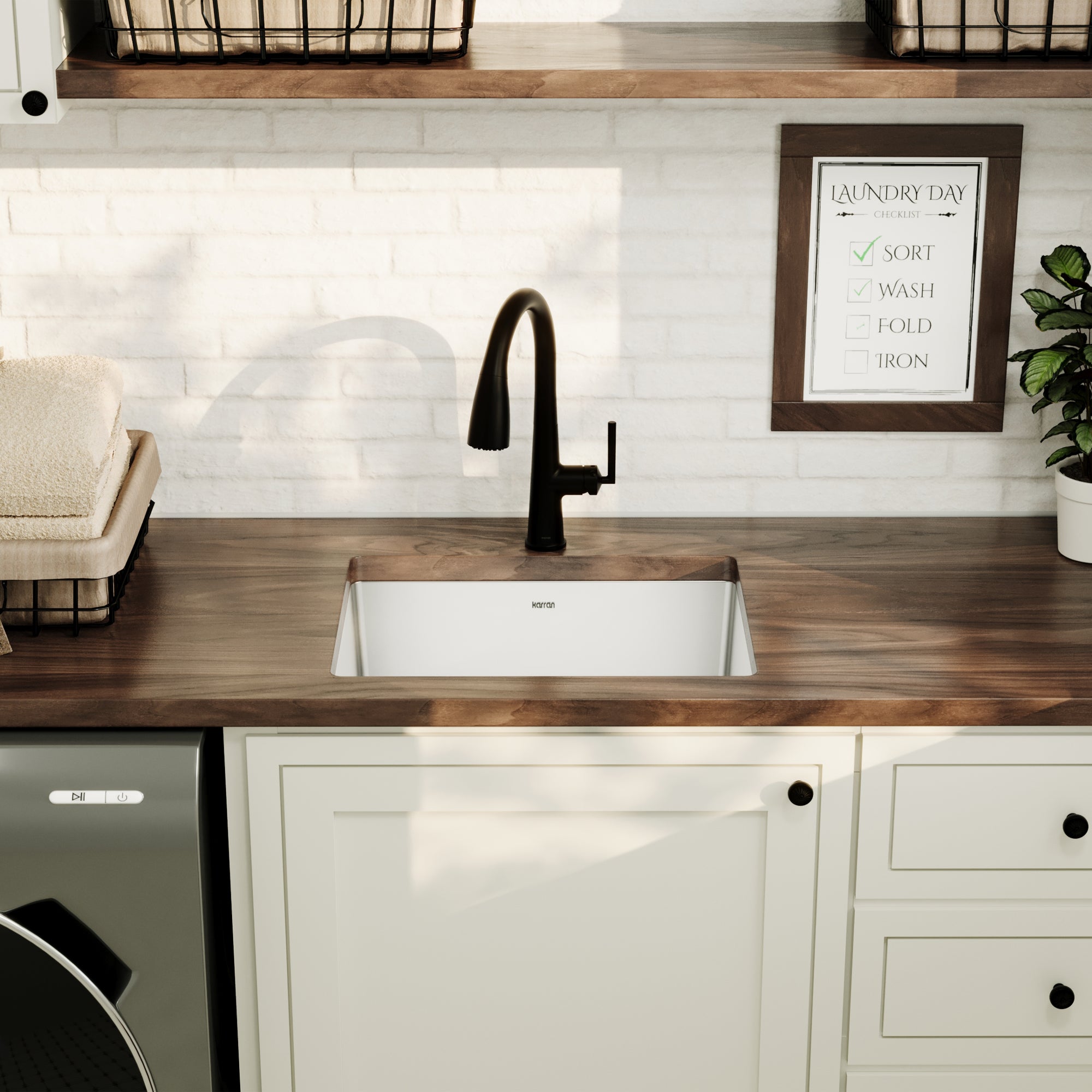 Alternative View of Karran Elite 23" Undermount Stainless Steel Kitchen Sink with Accessories, 16 Gauge, EL-74-PK1