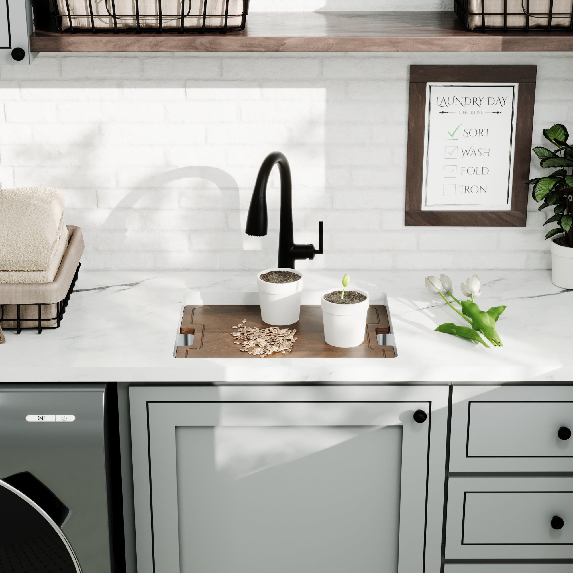 Alternative View of Karran Elite Workstation 23" Undermount Stainless Steel Workstation Kitchen Sink with Accessories, 16 Gauge, WS-33-PK1