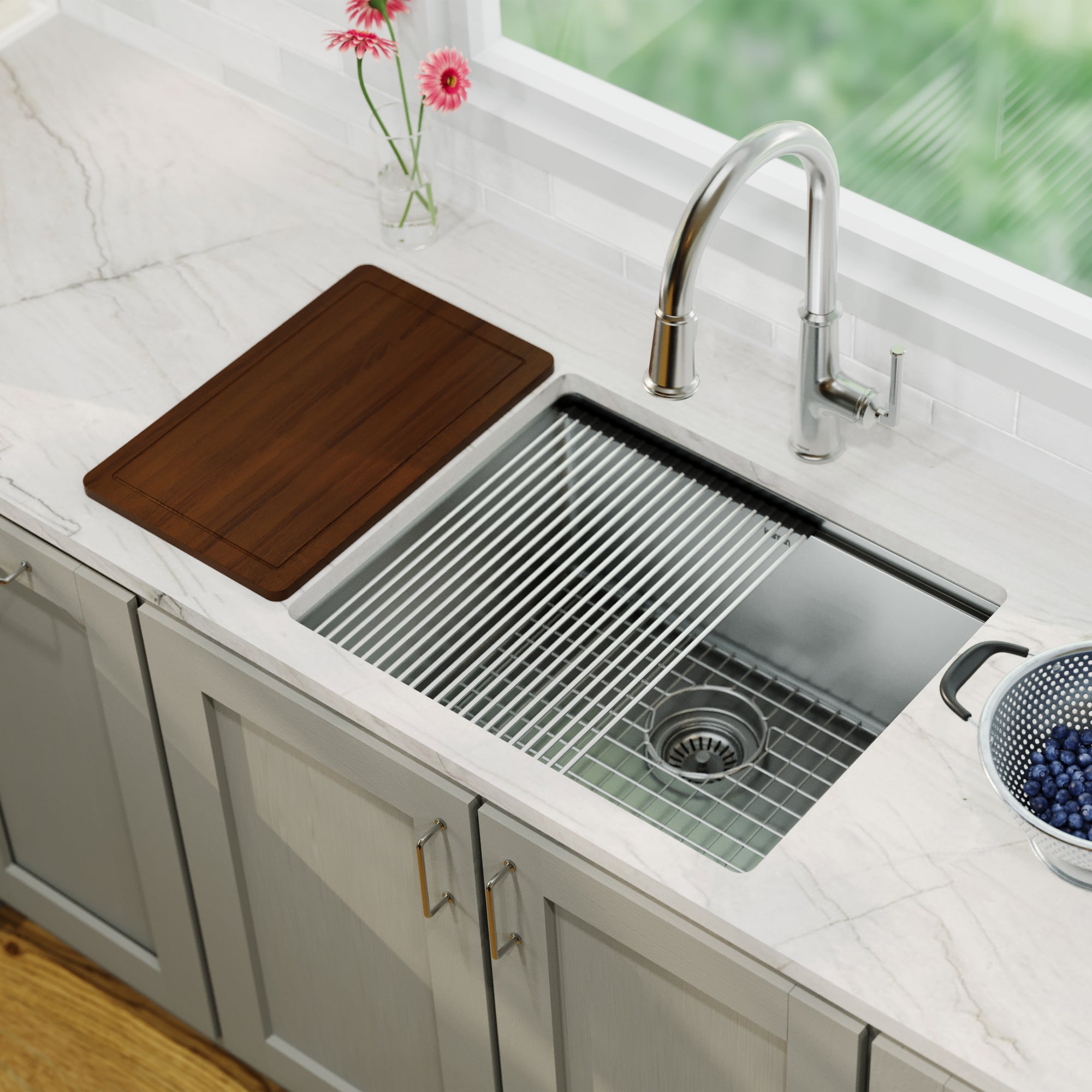 Alternative View of Karran Elite Workstation 23" Undermount Stainless Steel Workstation Kitchen Sink with Accessories, 16 Gauge, WS-32-PK1