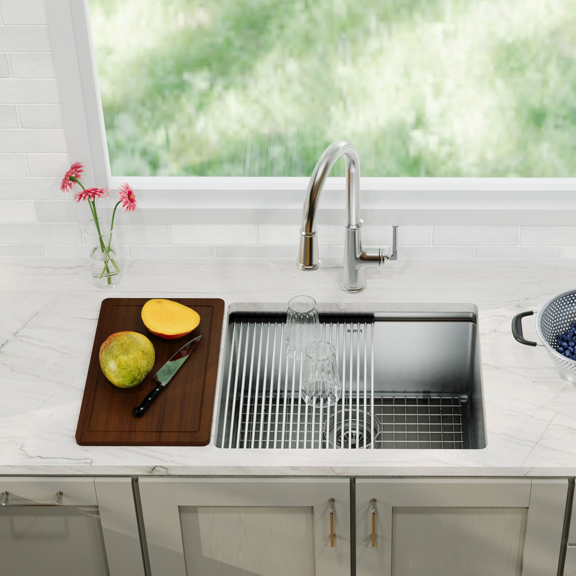 Alternative View of Karran Elite Workstation 23" Undermount Stainless Steel Workstation Kitchen Sink with Accessories, 16 Gauge, WS-32-PK1