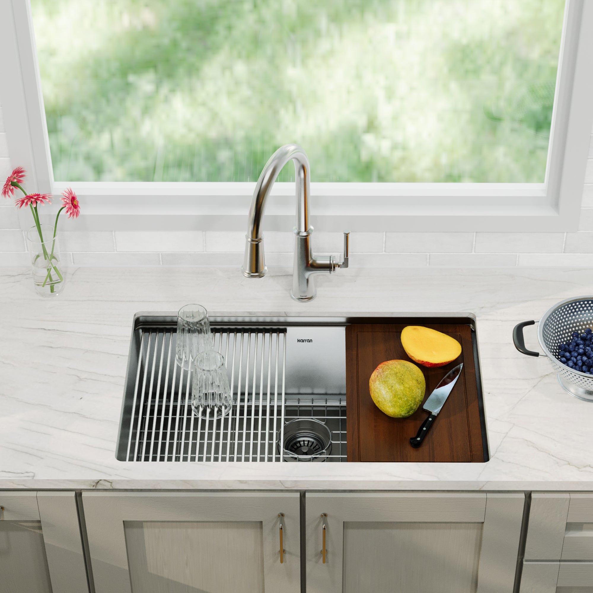 Alternative View of Karran Elite Workstation 30" Undermount Stainless Steel Workstation Kitchen Sink with Accessories, 16 Gauge, WS-35-PK1