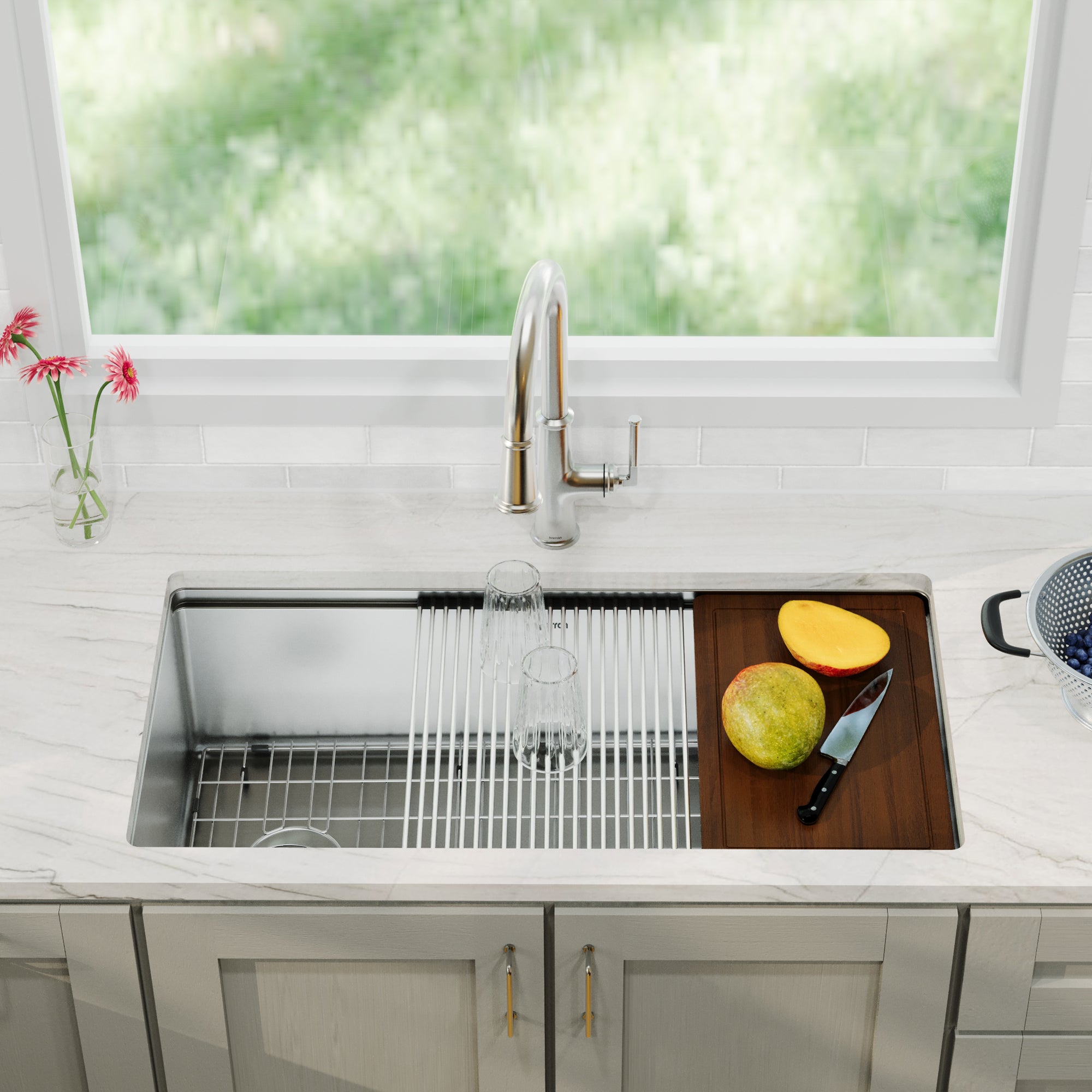 Alternative View of Karran Elite Workstation 36" Undermount Stainless Steel Workstation Kitchen Sink with Accessories, 16 Gauge, WS-38-PK1