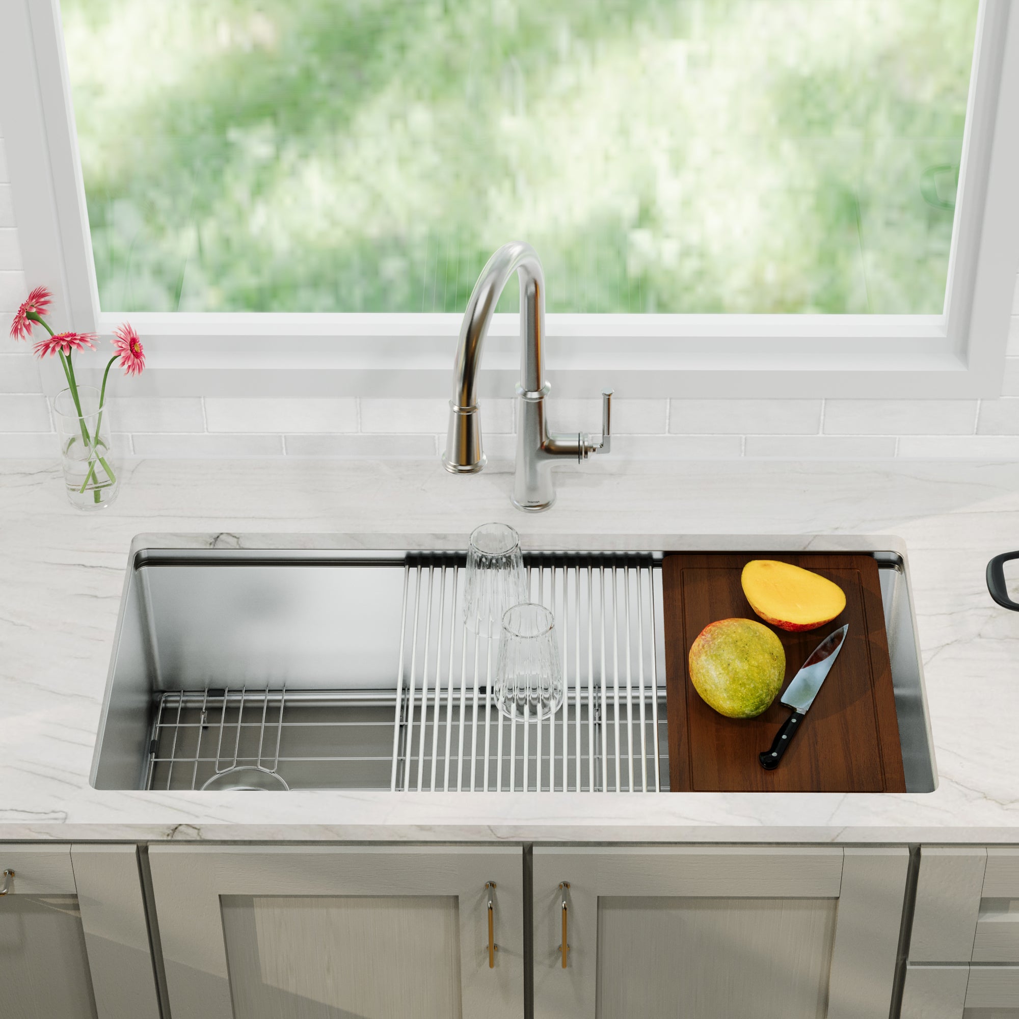 Alternative View of Karran Elite Workstation 39" Undermount Stainless Steel Workstation Kitchen Sink with Accessories, 16 Gauge, WS-39-PK1