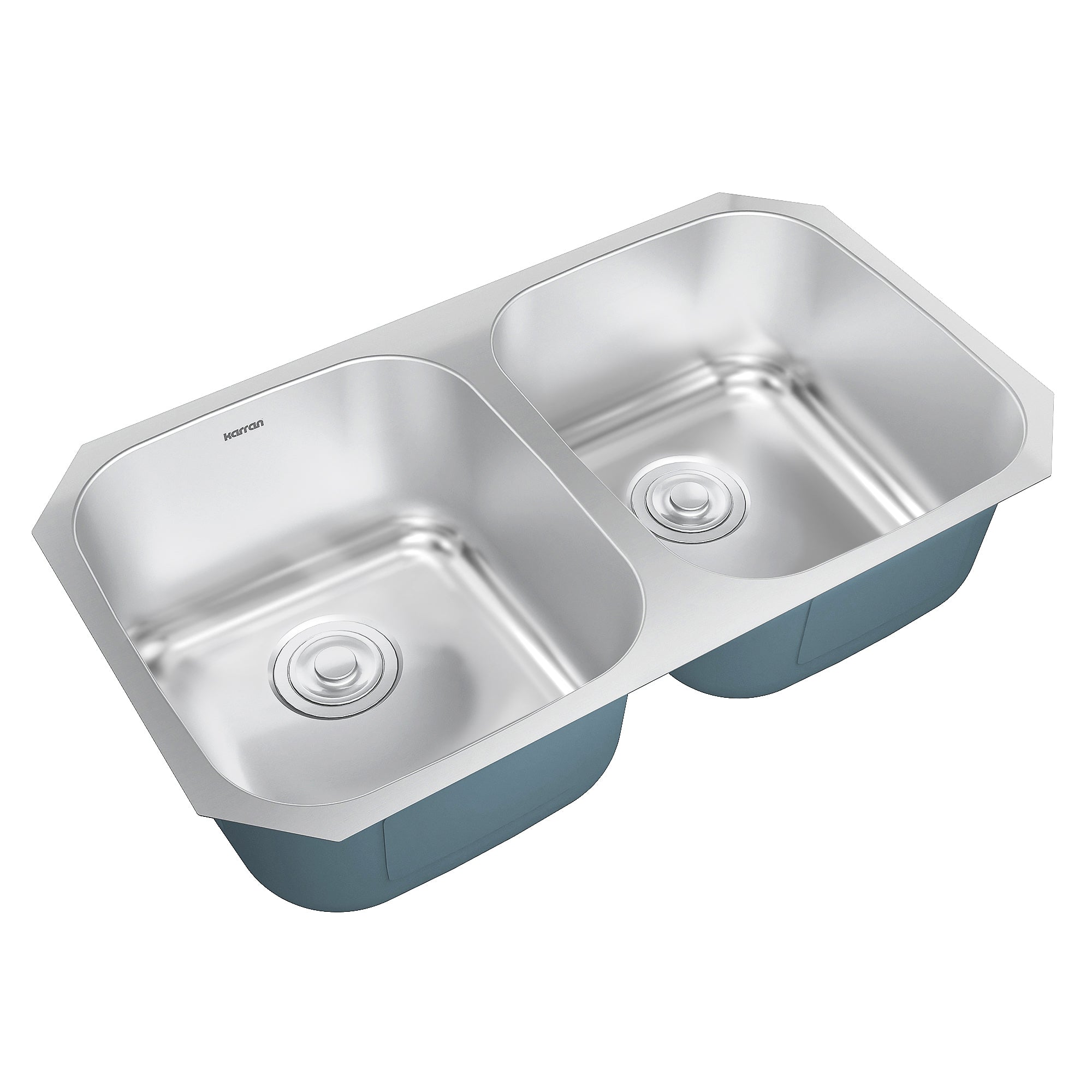 Karran Profile 32" Undermount Stainless Steel Kitchen Sink with Accessories, 50/50 Double Bowl, 18 Gauge, PRU31-PK1