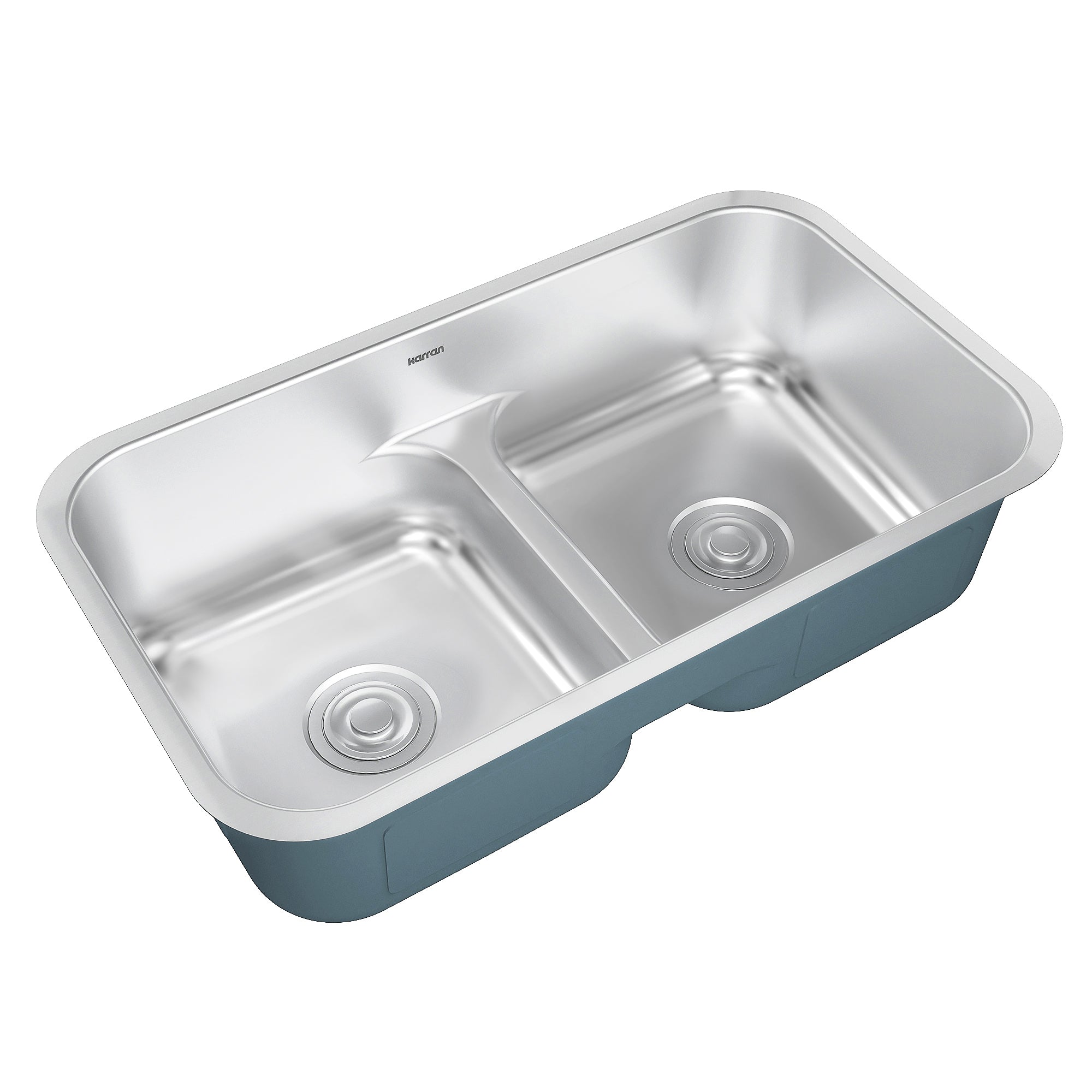 Karran Profile 32" Undermount Stainless Steel Kitchen Sink with Accessories, 50/50 Double Bowl, 18 Gauge, PRU32-PK1