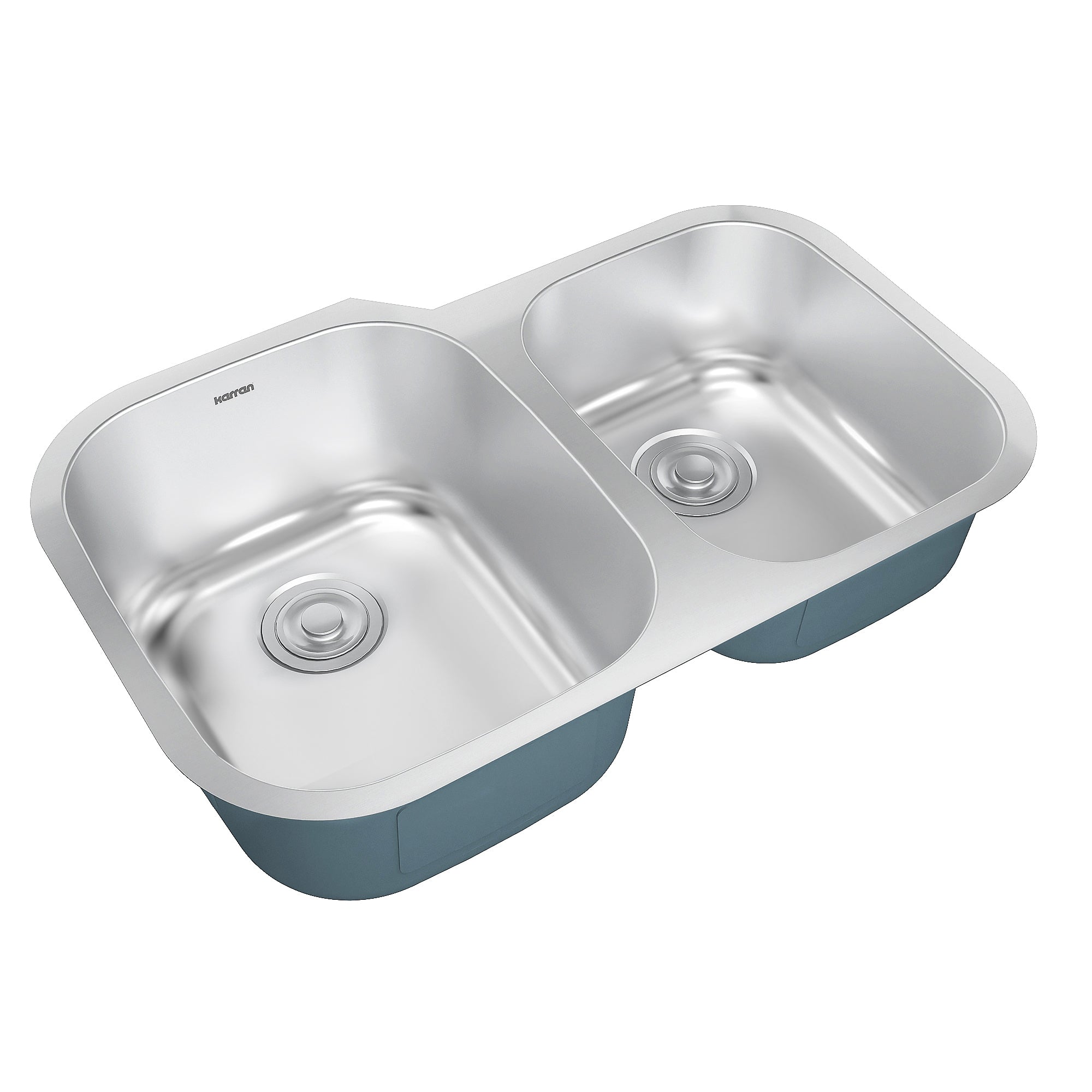 Karran Profile 32" Undermount Stainless Steel Kitchen Sink with Accessories, 60/40 Double Bowl, 18 Gauge, PRU33R-PK1