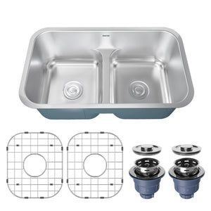 Alternate Image for Karran Profile 32" Undermount Stainless Steel Kitchen Sink with Accessories, 50/50 Double Bowl, 18 Gauge, PRU32-PK1