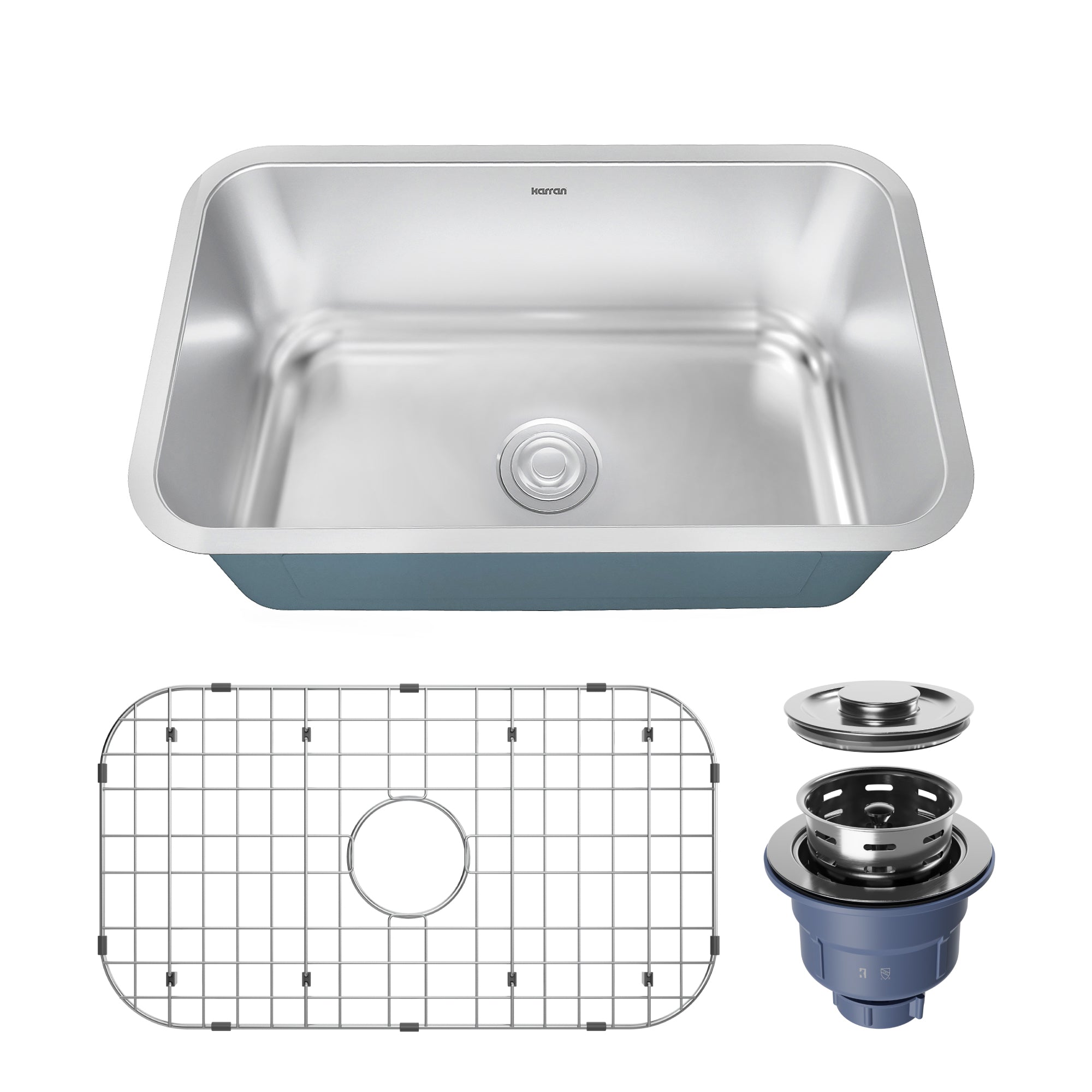 Karran Profile 30" Undermount Stainless Steel Kitchen Sink with Accessories, 18 Gauge, PRU35-PK1