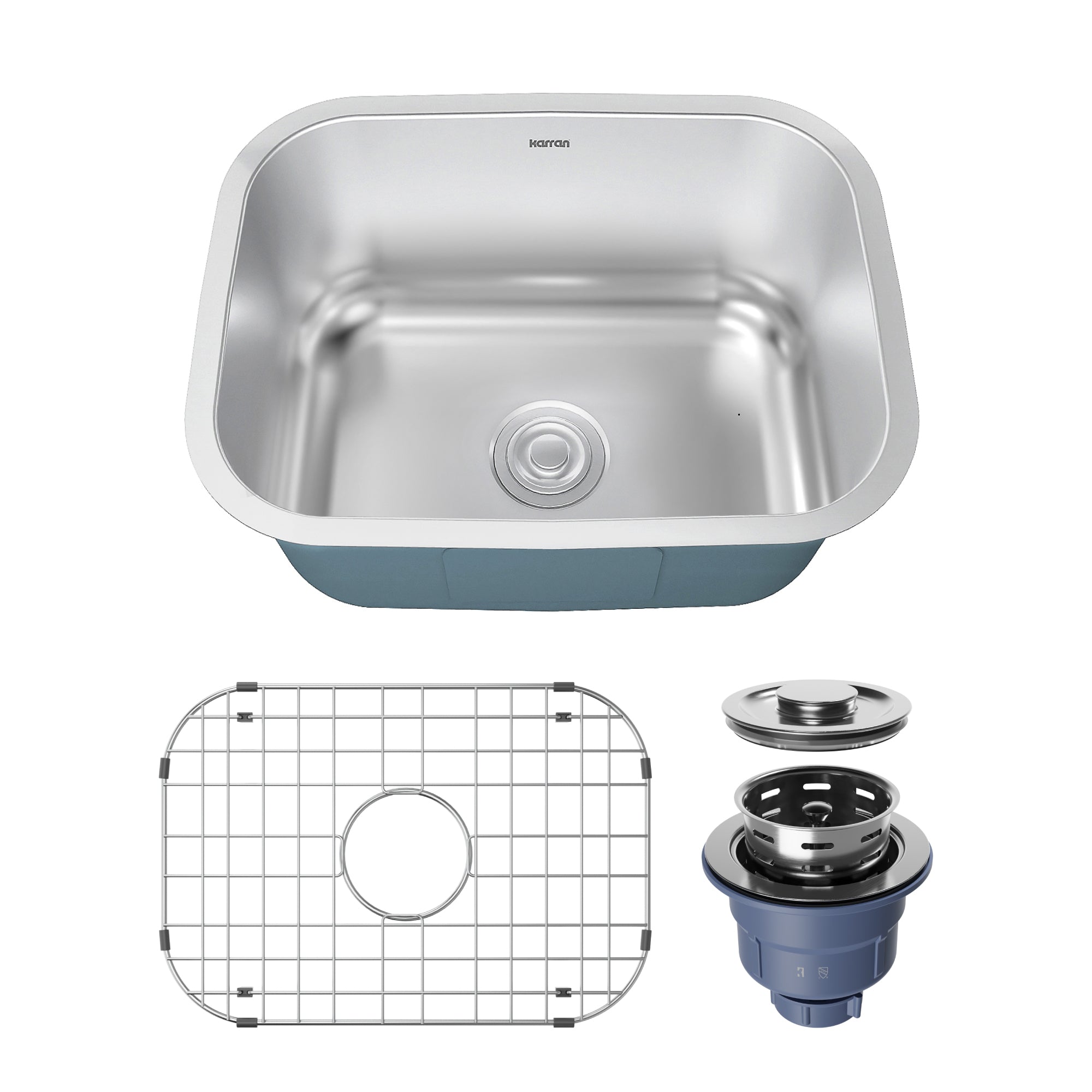 Karran Profile 23" Undermount Stainless Steel Kitchen Sink with Accessories, 18 Gauge, PRU37-PK1