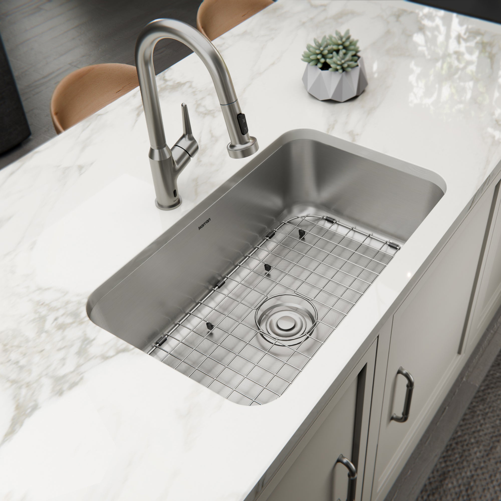 Karran Profile 30" Undermount Stainless Steel Kitchen Sink with Accessories, 18 Gauge, PRU35-PK1