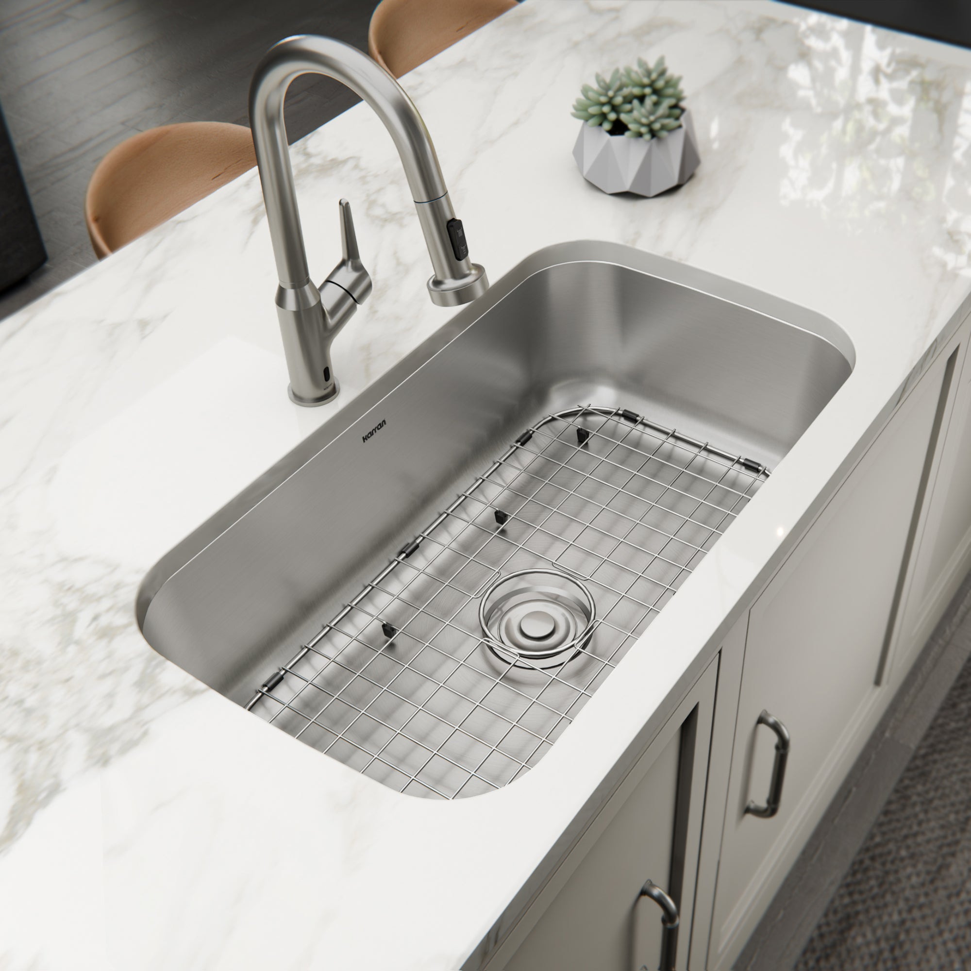 Karran Profile 32" Undermount Stainless Steel Kitchen Sink with Accessories, 18 Gauge, PRU36-PK1