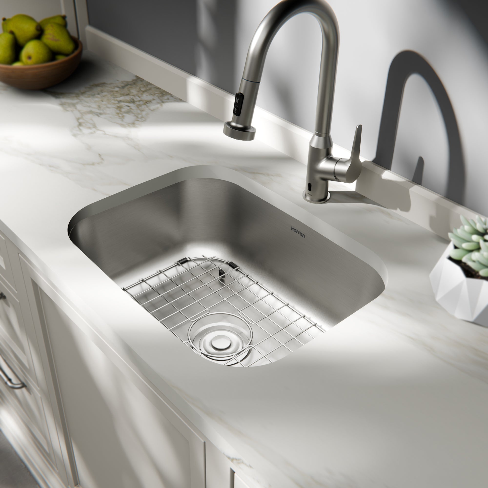 Karran Profile 23" Undermount Stainless Steel Kitchen Sink with Accessories, 18 Gauge, PRU37-PK1