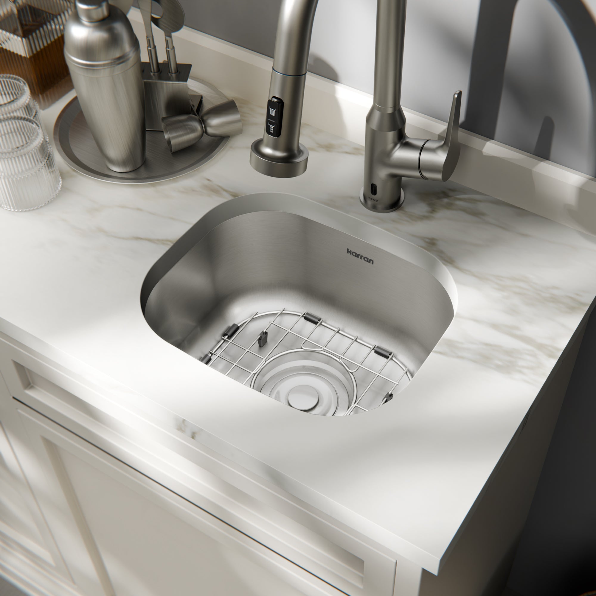 Karran Profile 15" Undermount Stainless Steel Kitchen Sink with Accessories, 18 Gauge, PRU39-PK1