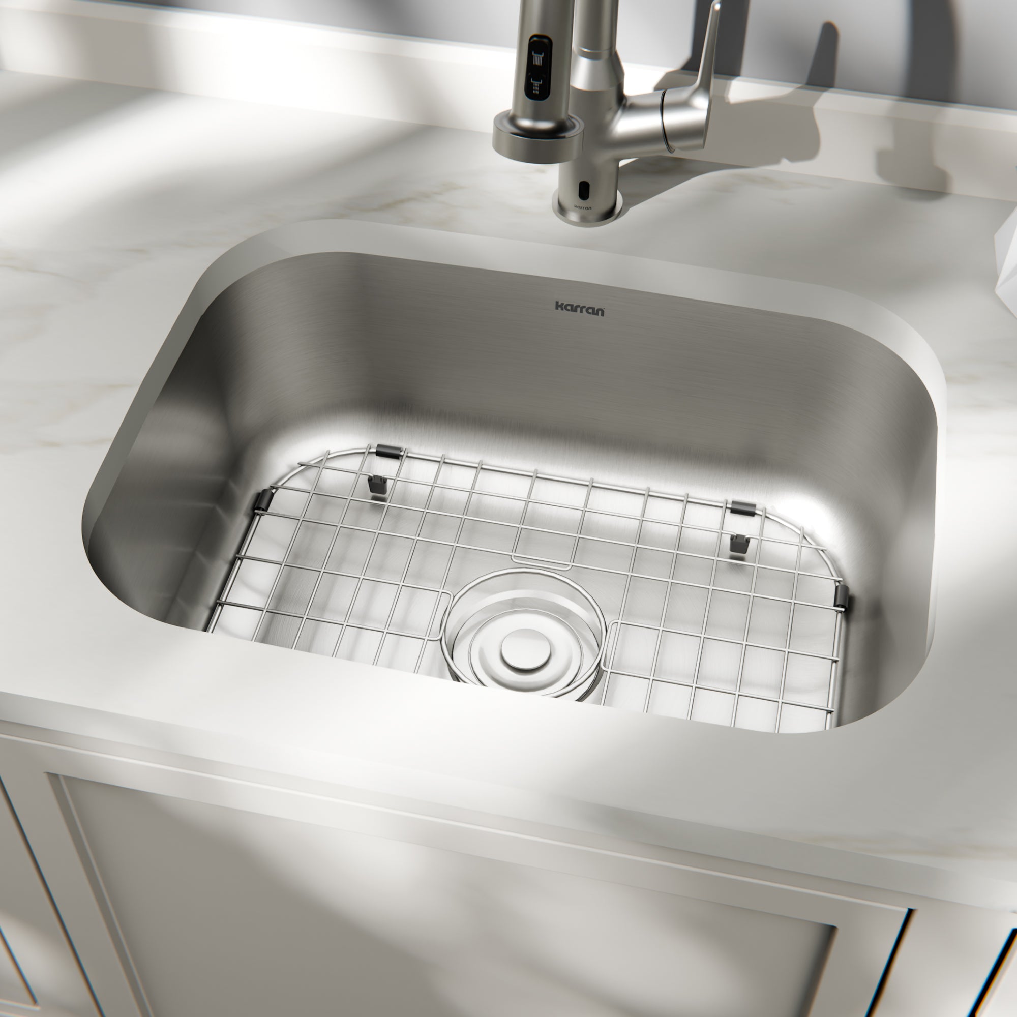 Karran Profile 23" Undermount Stainless Steel Kitchen Sink with Accessories, 18 Gauge, PRU37-PK1